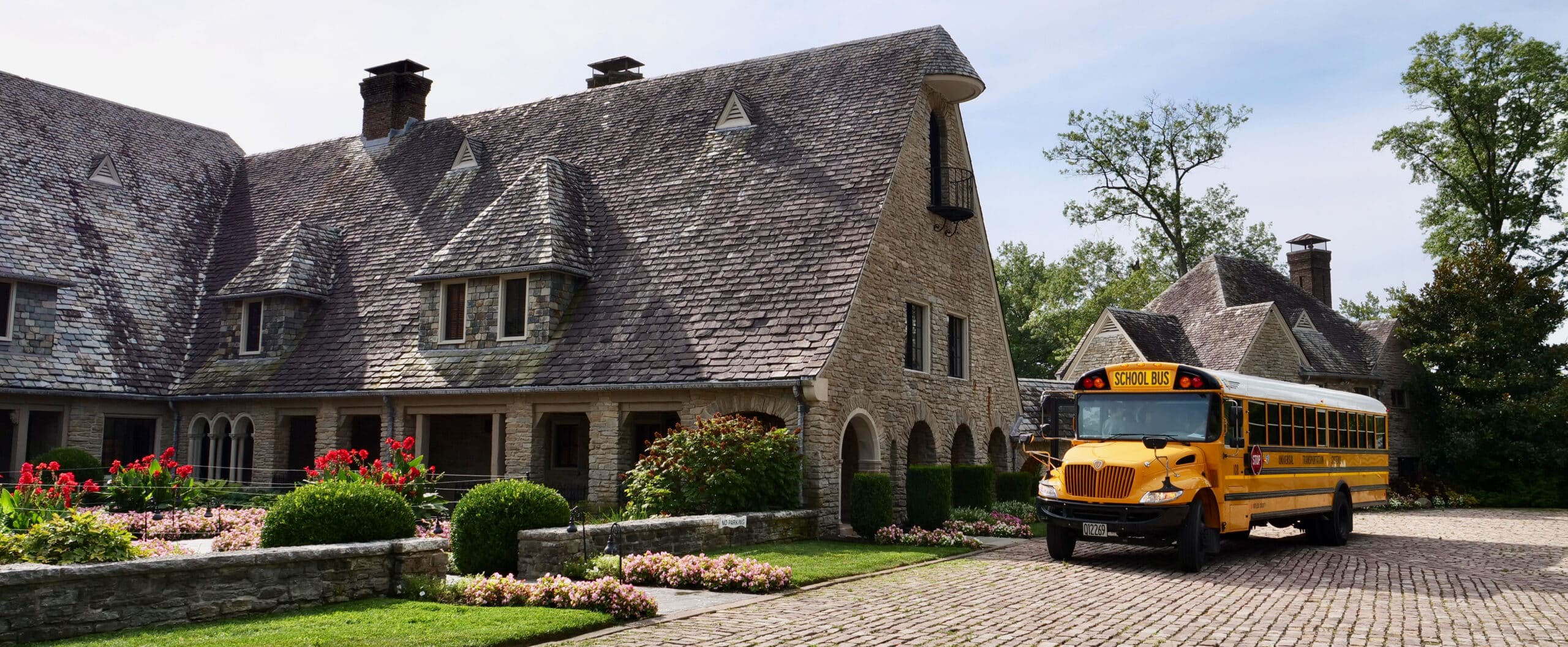 School bus in front of Greenacres Arts Center